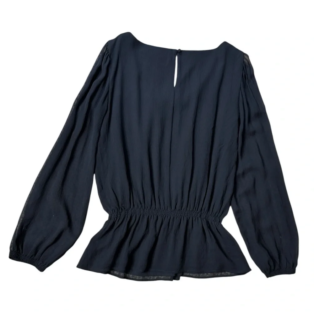 St. John Silk Peplum Long Sleeve Blouse size 12